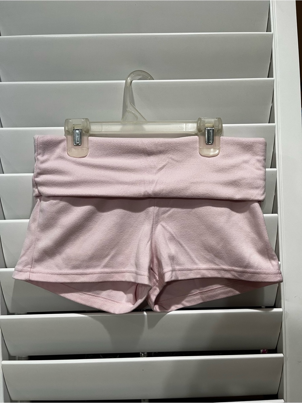 Light Pink Fold-Over Waist Women’s Active Shorts